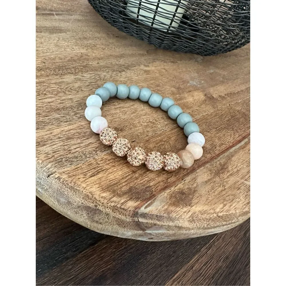 Matte bead necklace snd bracelet set